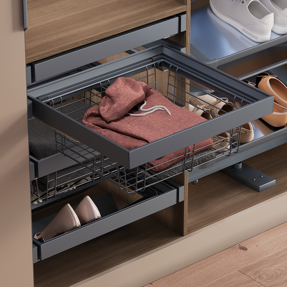 Выдвижная корзина DORA ULTRA, ширина 562-568 мм, антрацит