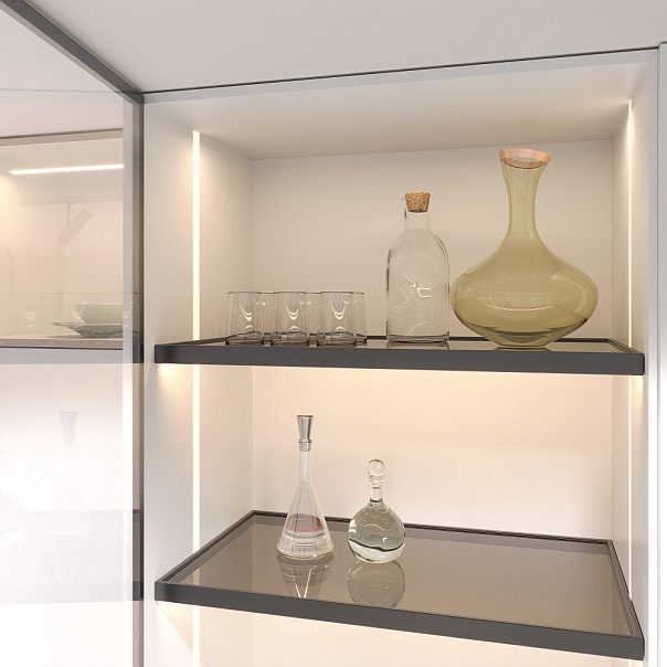 Полка GLASSIMO с подсветкой из алюминиевого профиля, ширина 967 мм, антрацит