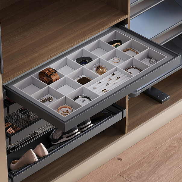 Выдвижной органайзер SPACE ULTRA для аксессуаров, ширина 562-568 мм, антрацит/серый